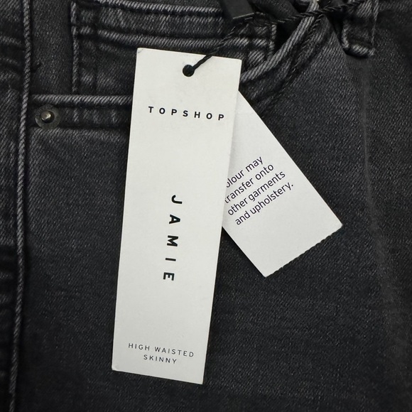 TopShop Jamie High Waisted Rise Skinny Leg Faded Black Jeans Stretch 4 26x30 - Picture 12 of 16